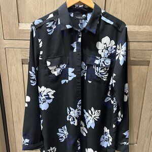 Banana Republic Blue Floral Blouse Ladies Size XL
